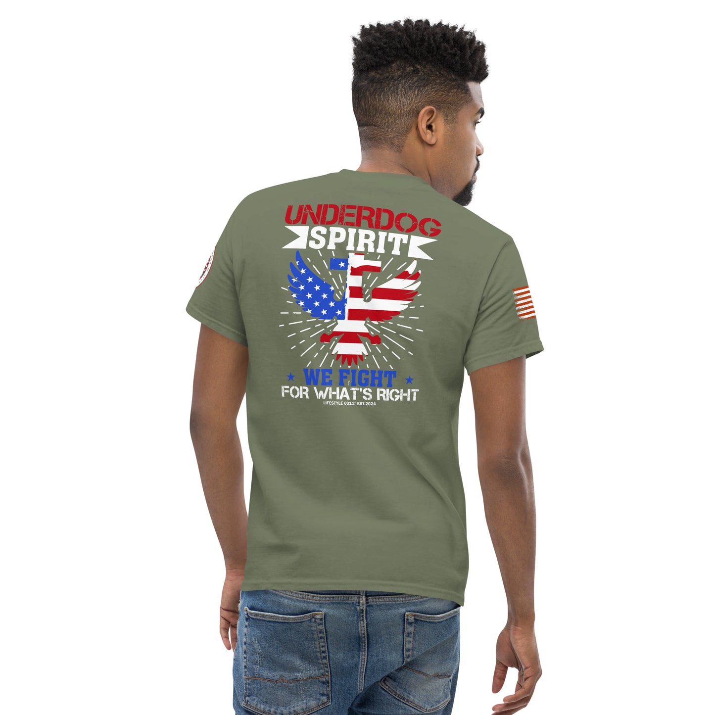 Under Dog Spirit We Fight for What's Right Men's Classic Tee