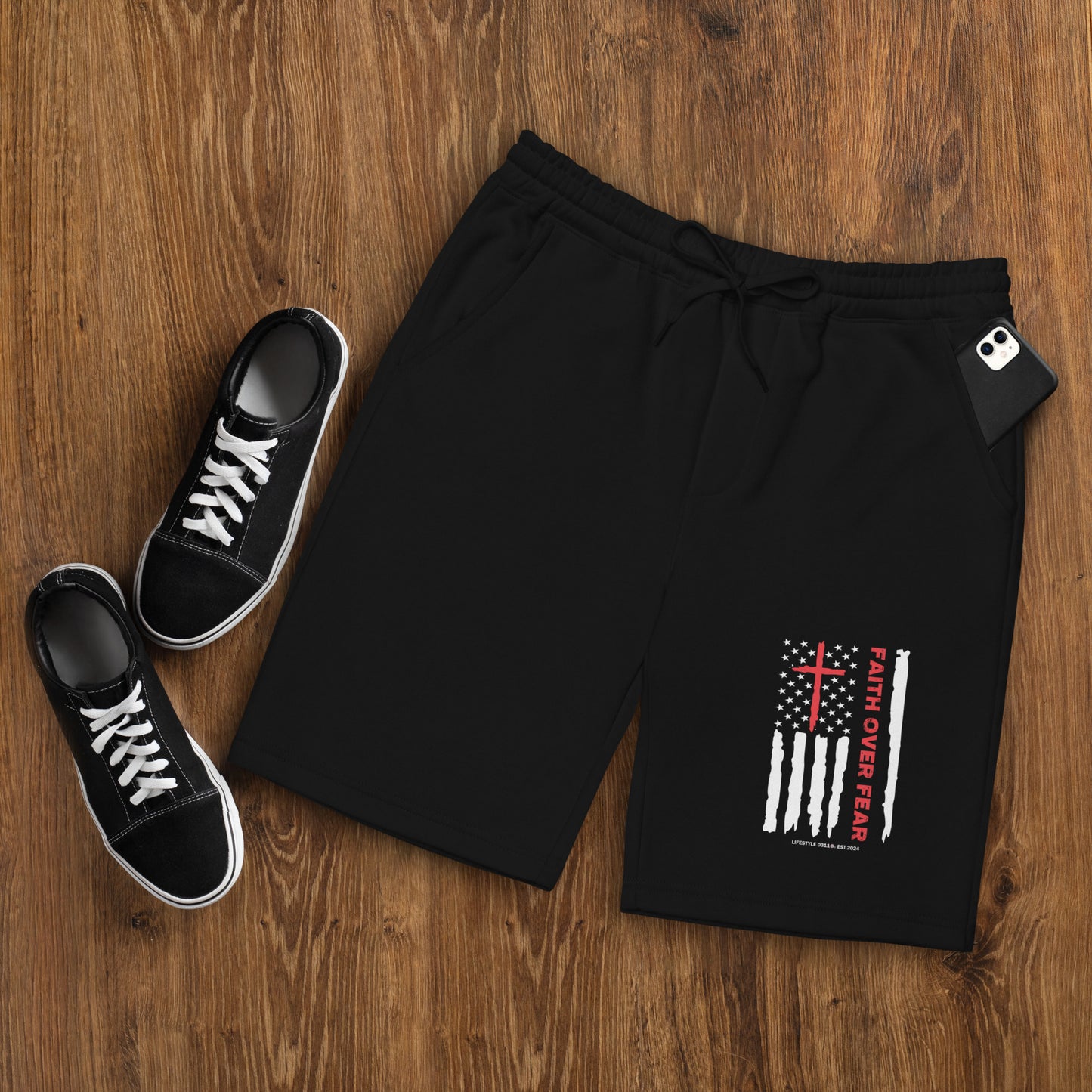 Faith over Fear Men's fleece shorts