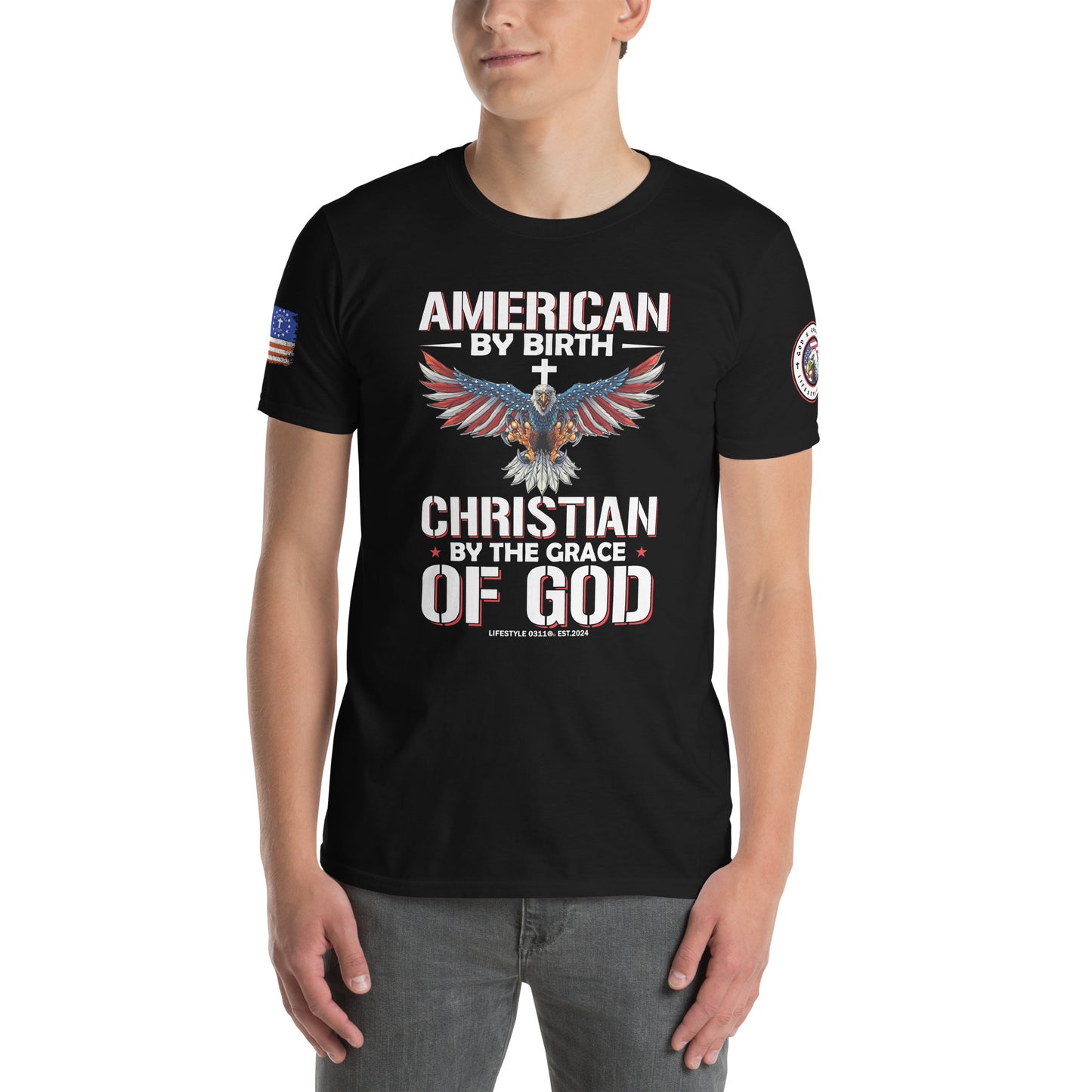 American by Birth Christian by Grace Short-Sleeve Unisex T-Shirt