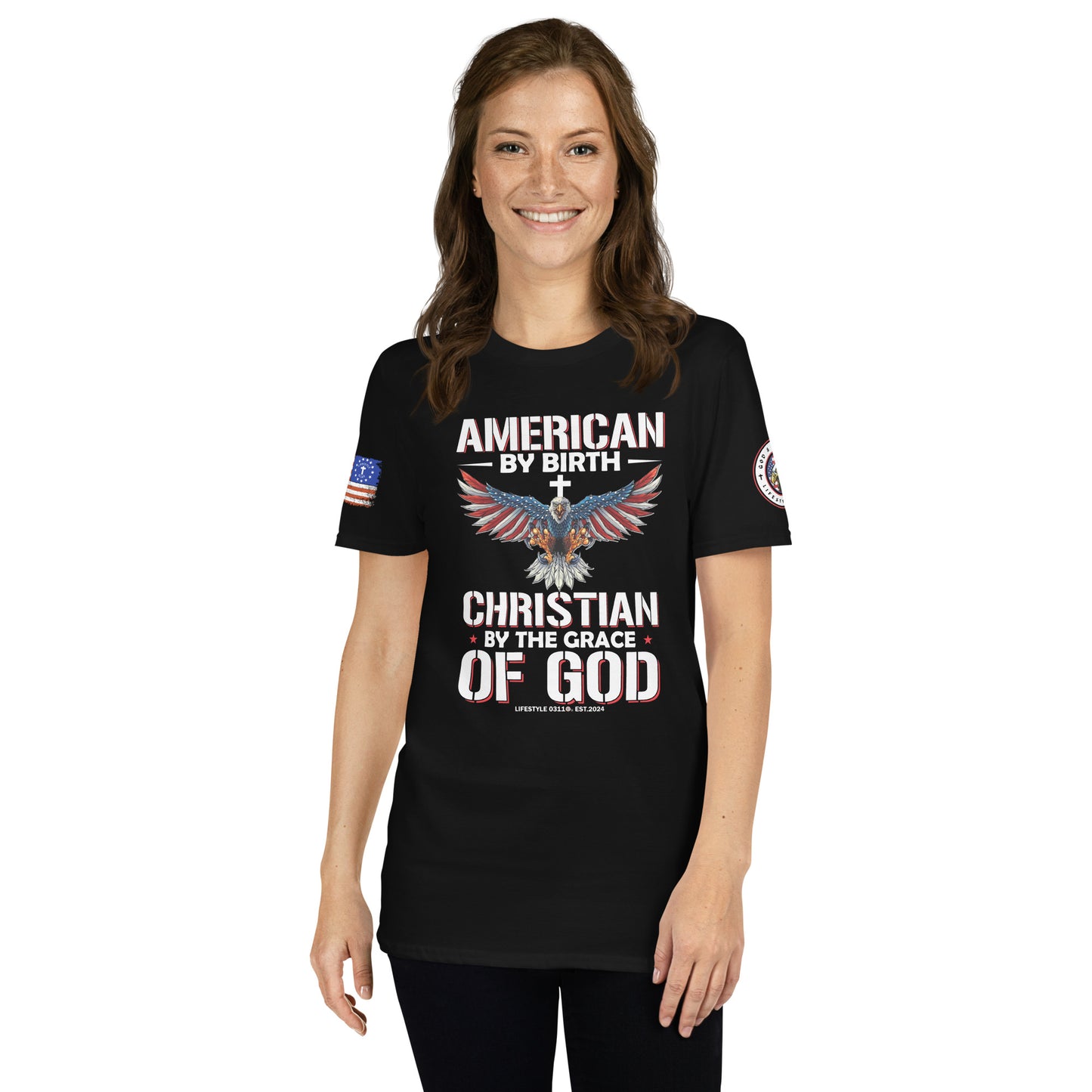 American by Birth Christian by Grace Short-Sleeve Unisex T-Shirt