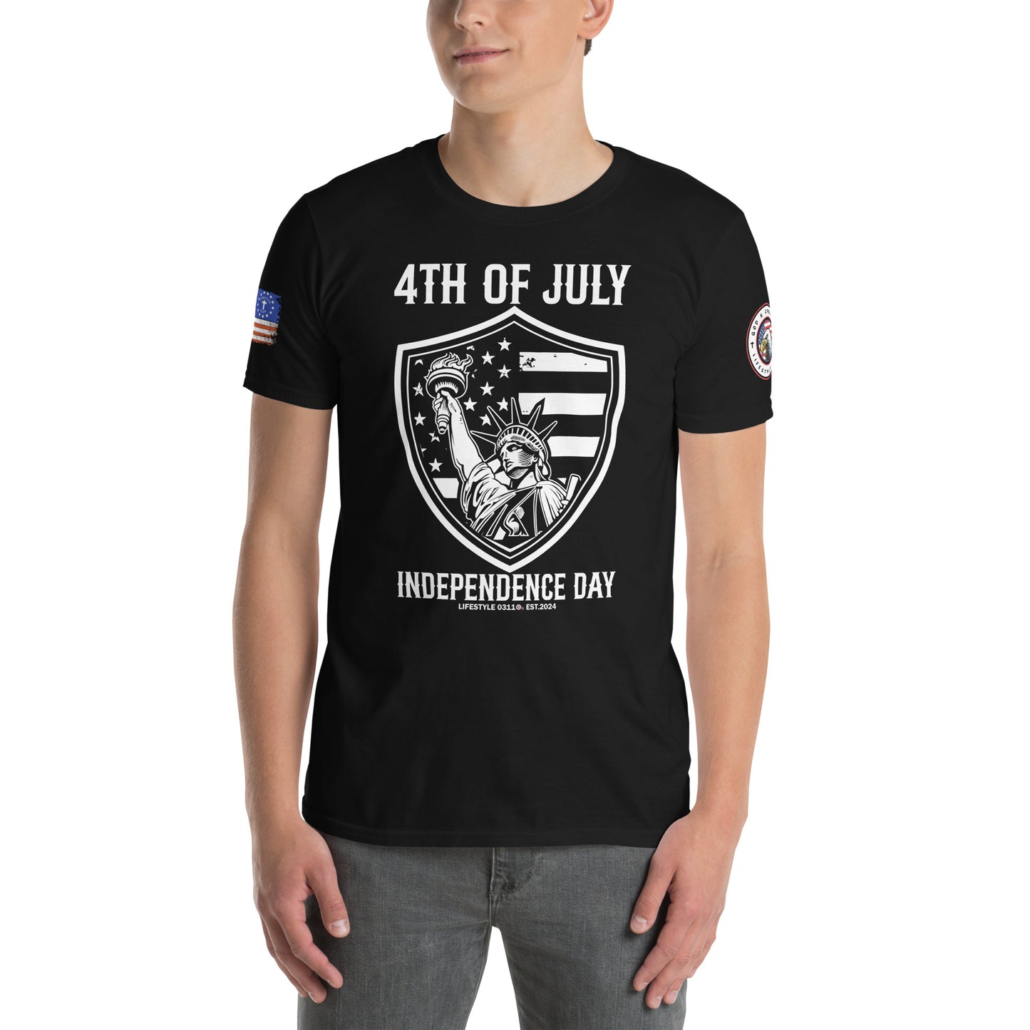 4th of July Shield Independence Day Short-Sleeve Unisex T-Shirt