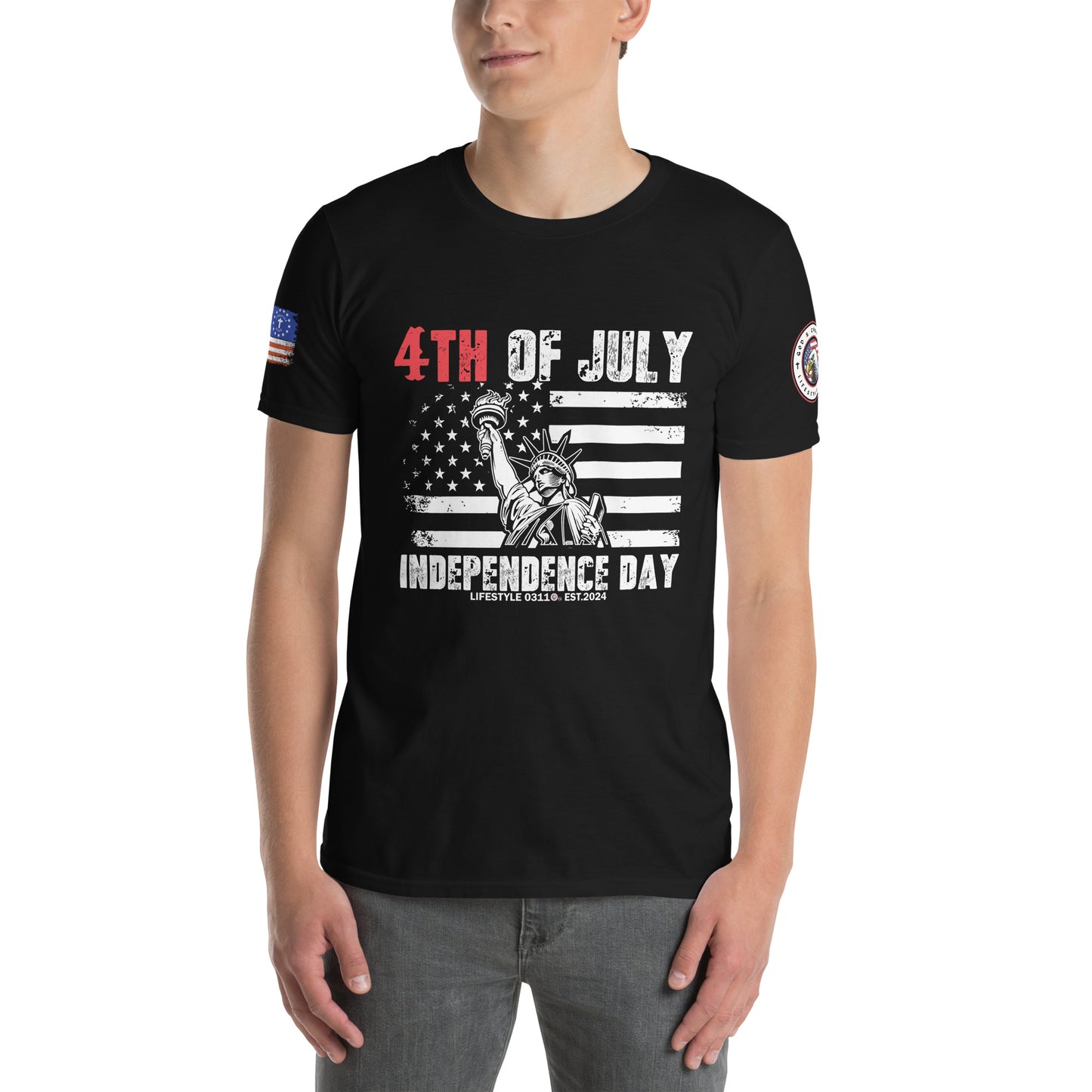 4th of July Statue of Liberty Short-Sleeve Unisex T-Shirt