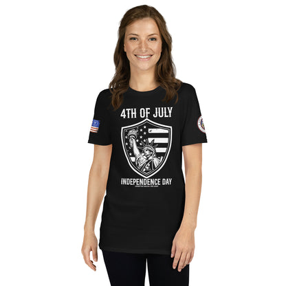 4th of July Shield Liberty Short-Sleeve Unisex T-Shirt