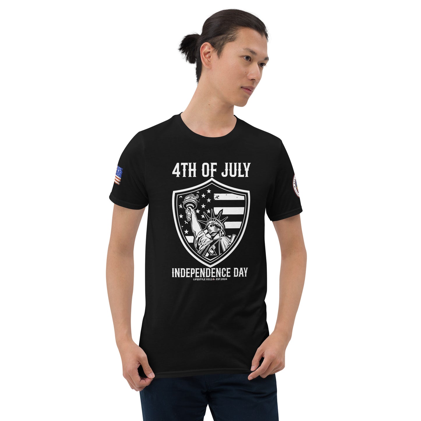 4th of July Shield Liberty Short-Sleeve Unisex T-Shirt