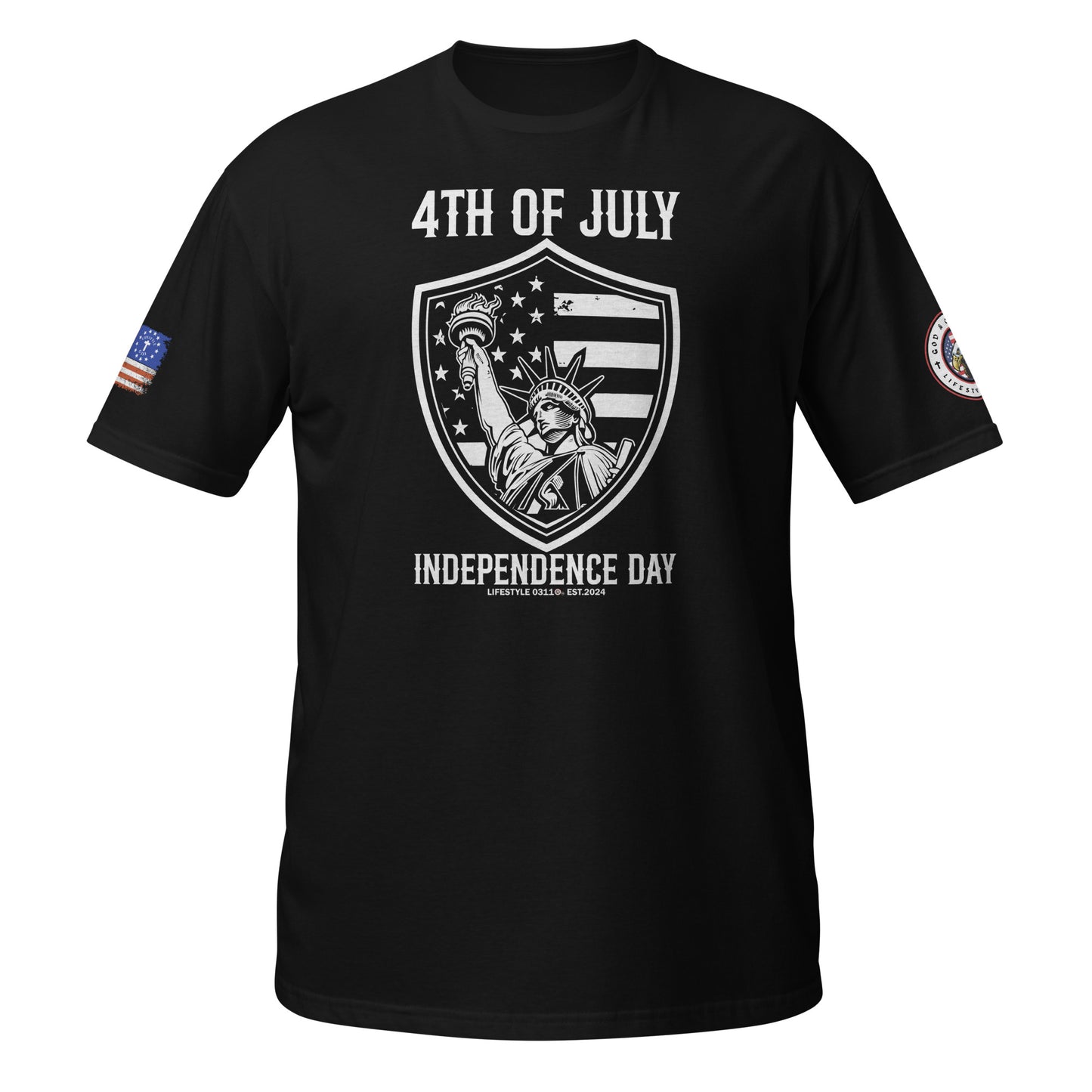 4th of July Shield Liberty Short-Sleeve Unisex T-Shirt