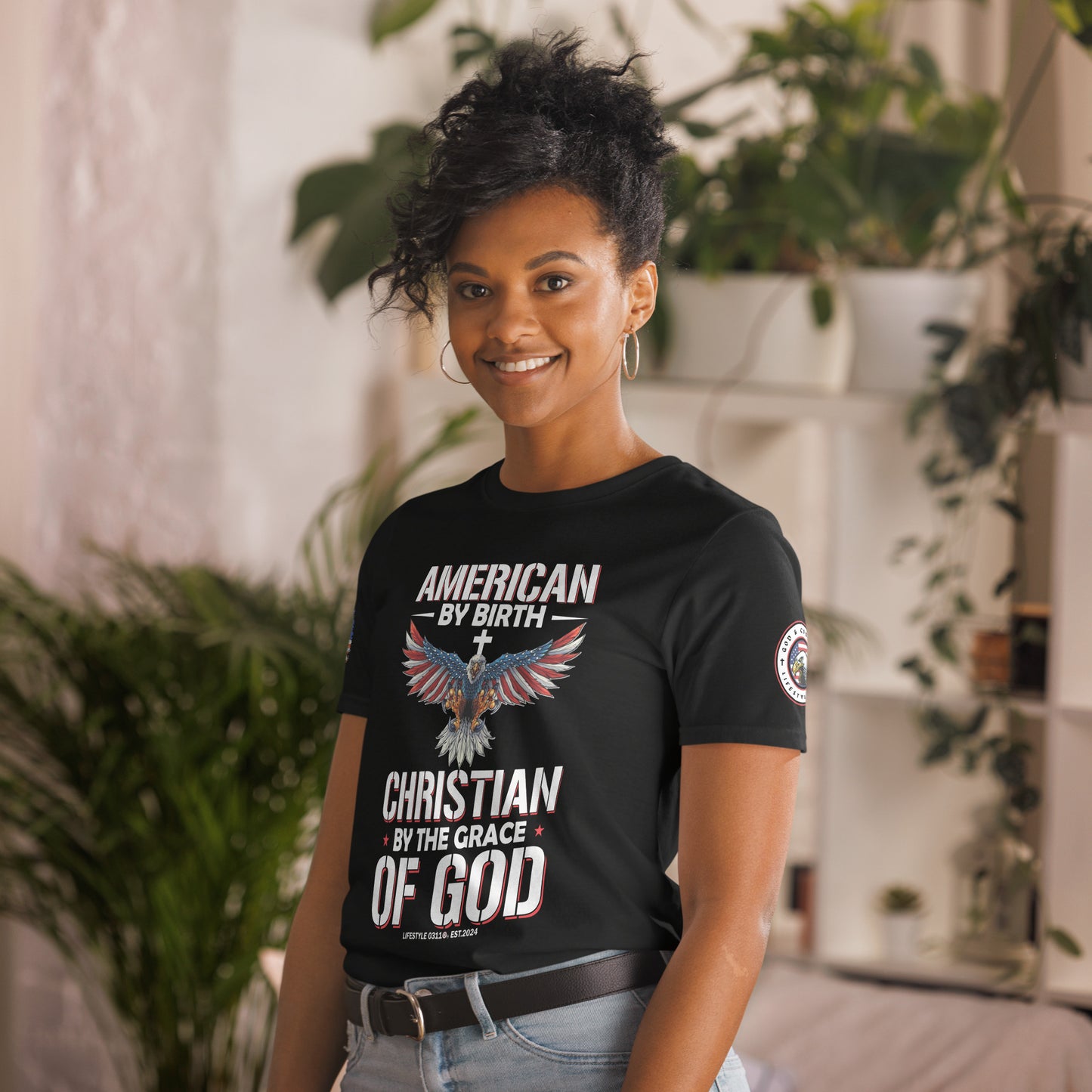 American by Birth Christian by Grace Short-Sleeve Unisex T-Shirt