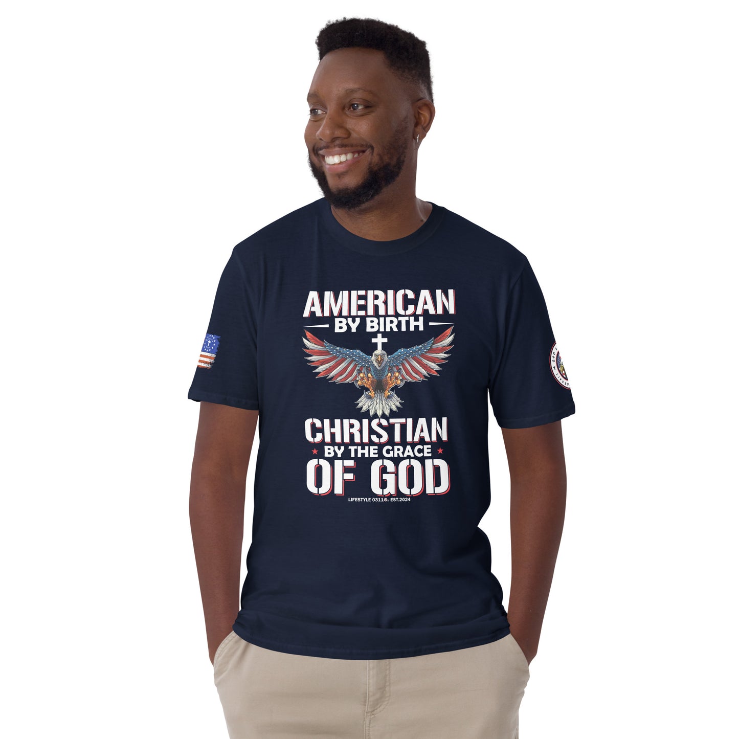 American by Birth Christian by Grace Short-Sleeve Unisex T-Shirt