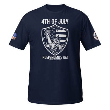 4th of July Shield Liberty Short-Sleeve Unisex T-Shirt