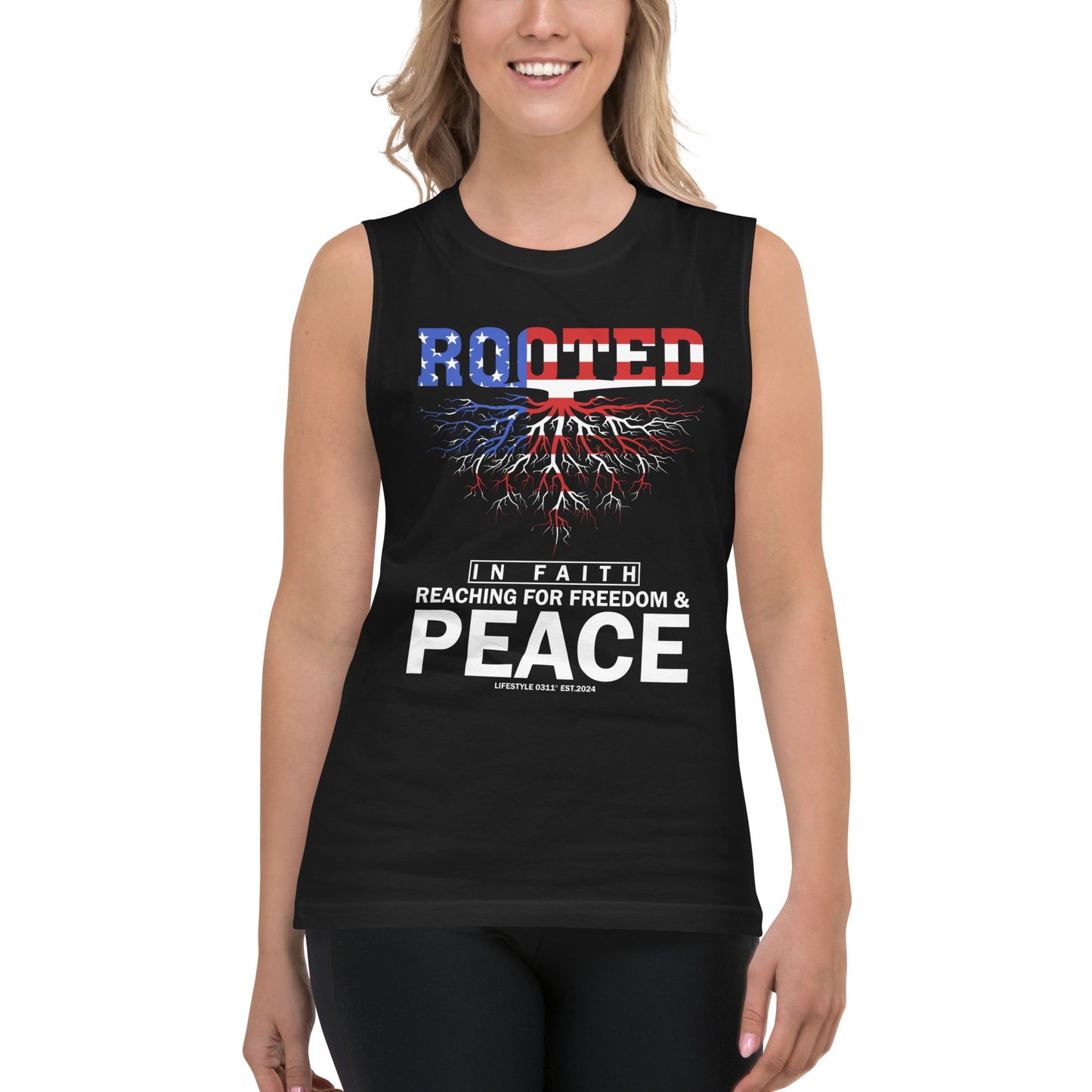 Rooted in Faith Muscle Shirt