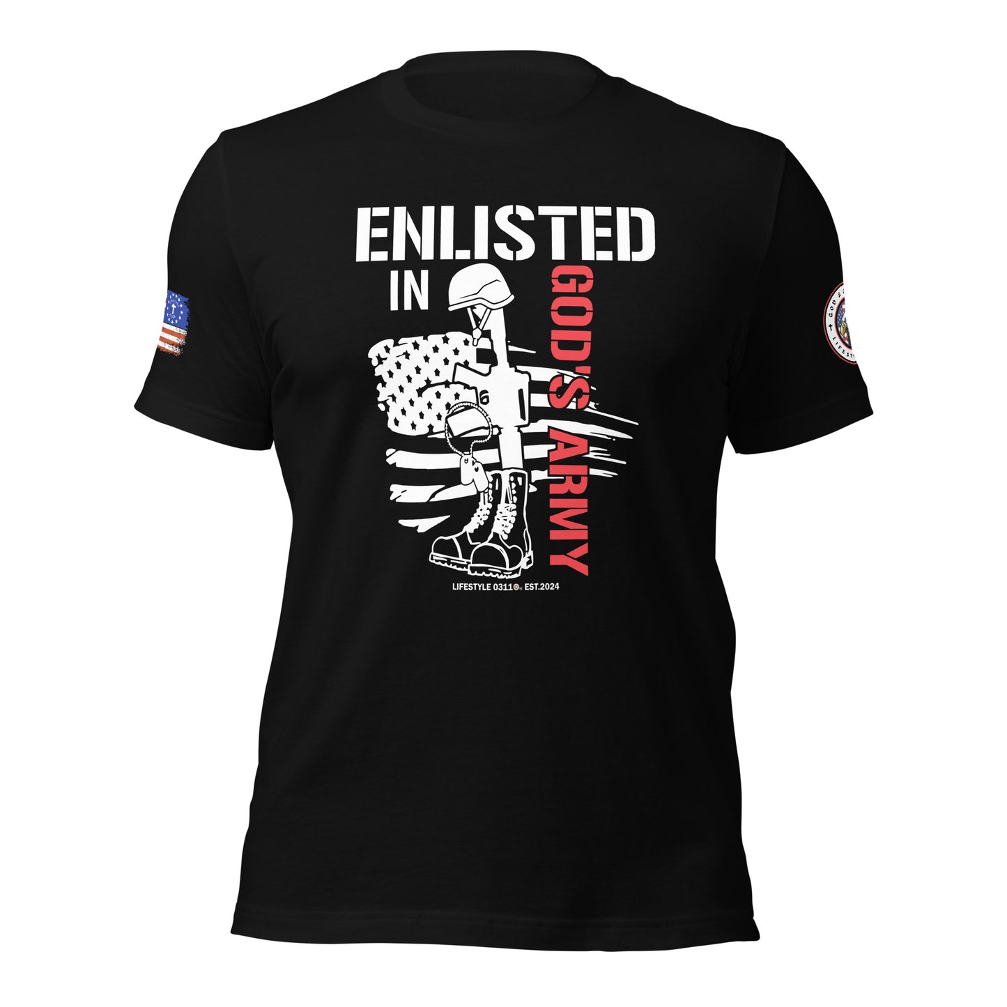 Enlisted in Gods Army Unisex t-shirt