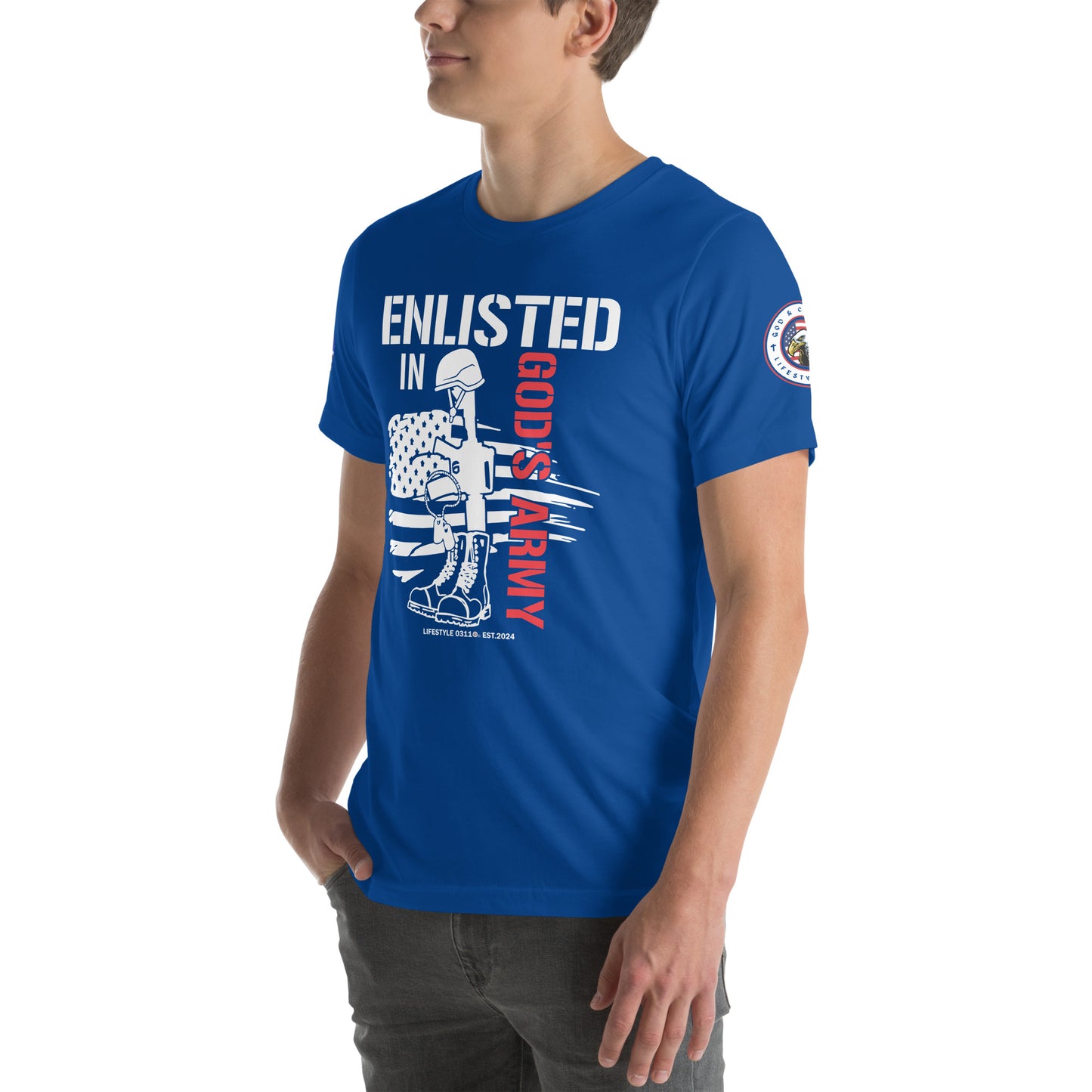 Enlisted in Gods Army Unisex t-shirt