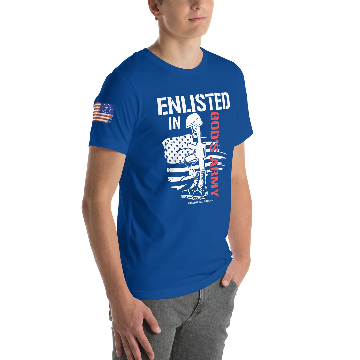 Enlisted in Gods Army Unisex t-shirt