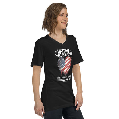 One Heart Beat at a Time Unisex Short Sleeve V-Neck T-Shirt