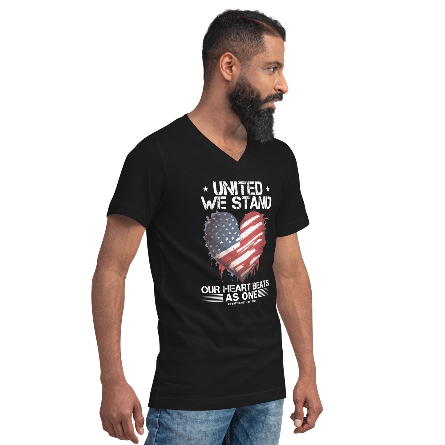 One Heart Beat at a Time Unisex Short Sleeve V-Neck T-Shirt